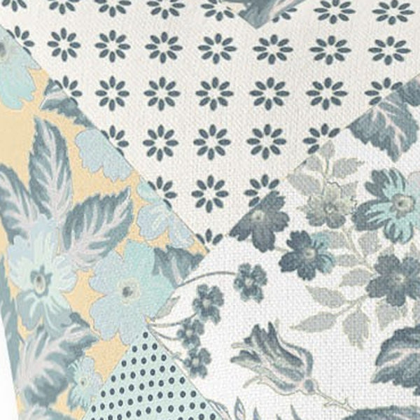 Homeroots 28" Teal White Boho Floral Indoor Outdoor Throw Pillow   413914