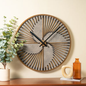 Cooper Classics Roberston Aged Bronze Round Wall Clock 36 Inch Industrial Metal Living Room Accent 41392