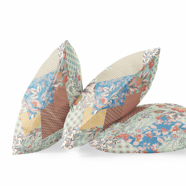 Homeroots 28" Cream Red Boho Floral Indoor Outdoor Throw Pillow   413954