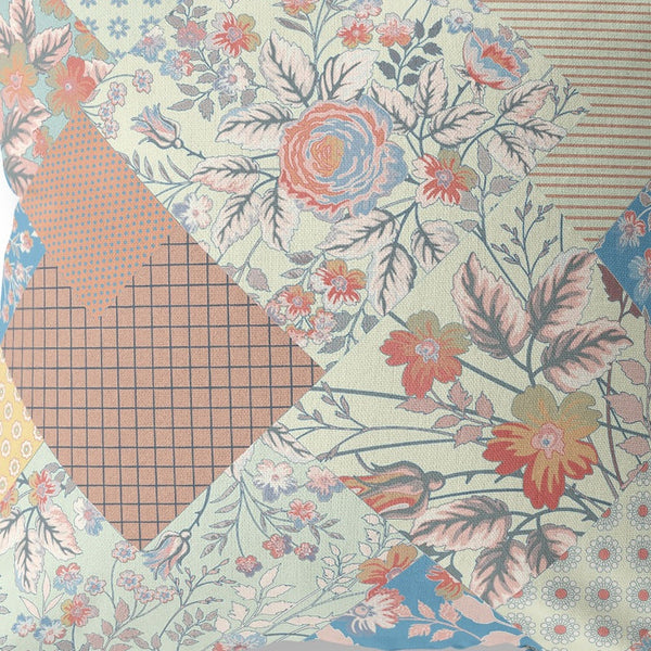 Homeroots 28" Cream Red Boho Floral Indoor Outdoor Throw Pillow   413954