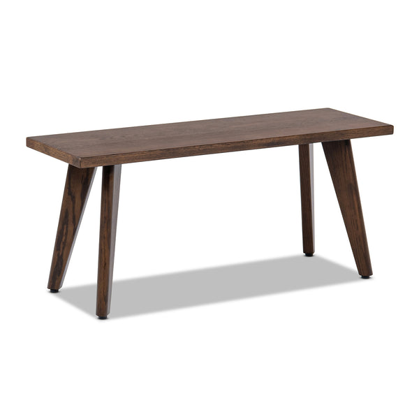 English Elm Jennifer Taylor Home - Capri Solid Red Oak Wood Bench 41.5" – Handcrafted Mid-Century Tapered Legs, Slim Space-Saving Seat Dark Brown B2719P395572