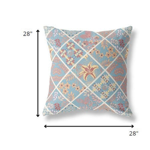 Homeroots 28” Blue Yellow Patch Indoor Outdoor Throw Pillow   413980