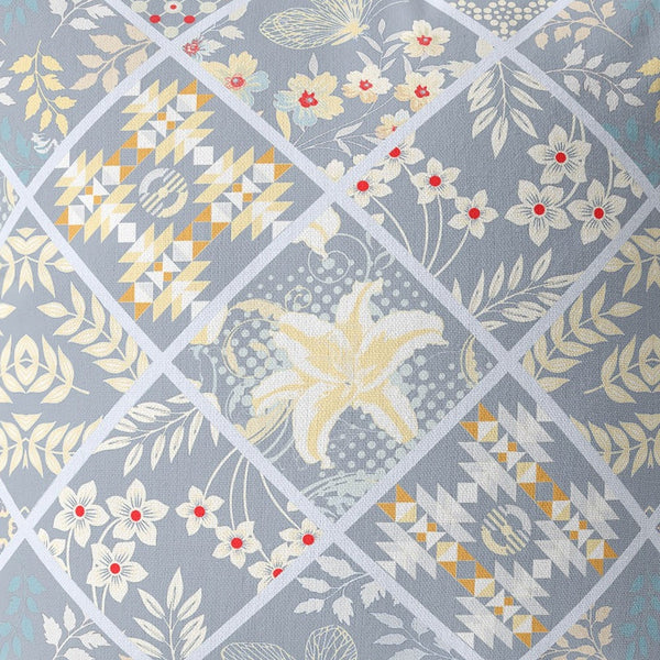 Homeroots 26” Gray Yellow Patch Indoor Outdoor Throw Pillow   413988