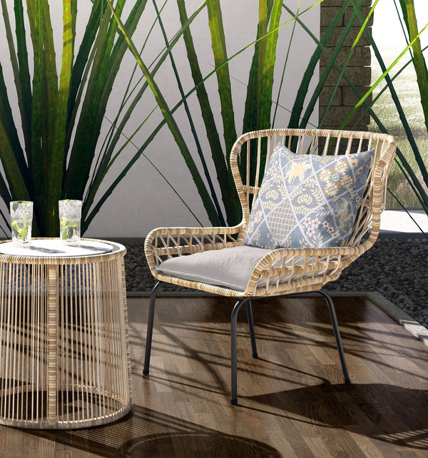 Homeroots 28” Gray Yellow Patch Indoor Outdoor Throw Pillow   413990