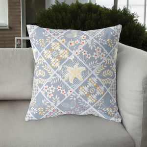 Homeroots 28” Gray Yellow Patch Indoor Outdoor Throw Pillow   413990