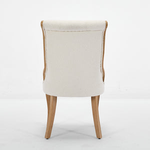 English Elm Snow velvet dining chair with plush breathable upholstery, mid-century wood trim and sculpted legs comfort and style Beige W1143P332691