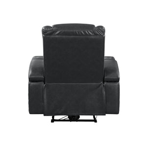 English Elm Dark Grey Power Recliner with LED Light, Bluetooth Speakers, Cooling Cup Holder & Wireless Charger - Modern Leather Aire Comfort and Tech Hub B062P215429