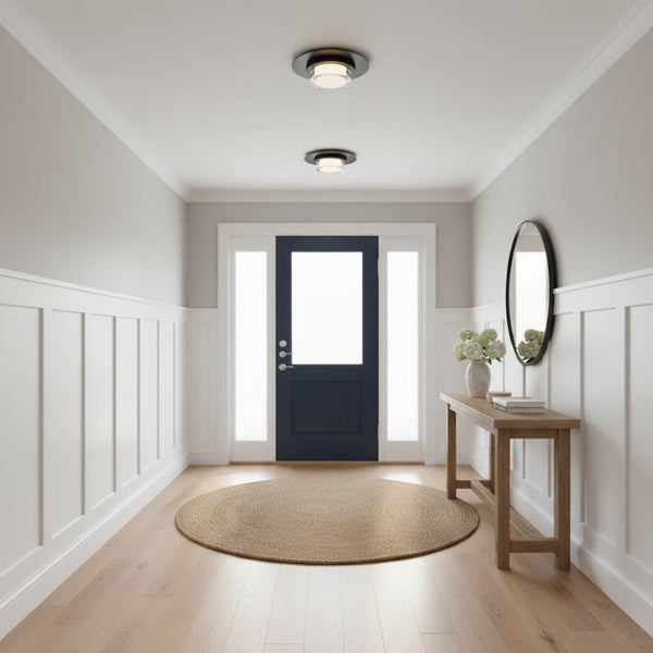 English Elm 12 Inch Square Integrated Led Flush Mount Dimmable Ceiling Light with Acrylic Diffuser Black B370P400759