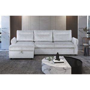 English Elm Montana Grey Fabric Sofabed with Chaise Storage, Contemporary Plush Cushioning, 250lb Seat Capacity B201S00303