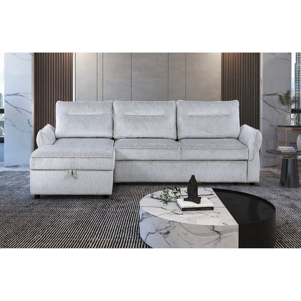 English Elm Montana Grey Fabric Sofabed with Chaise Storage, Contemporary Plush Cushioning, 250lb Seat Capacity B201S00303