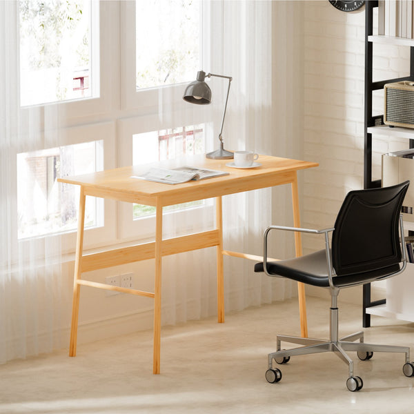 English Elm New Bamboo Computer Desk Light Natural – Stable 450lb Capacity, Modern Simple Home Office Table W2992P341073