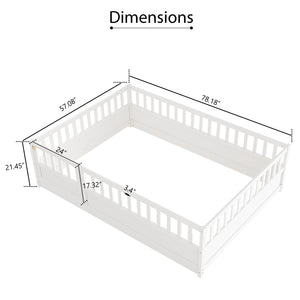 English Elm Full Montessori Floor Bed With High Security Barrier & Child-Friendly Door - Safe & Stylish Design! W1858P164931