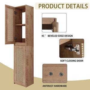 English Elm 24" Bathroom Side Cabinet - Wall-Mounted, Soft-Close Doors, Modern Design & Durable Storage Solution W999S00338