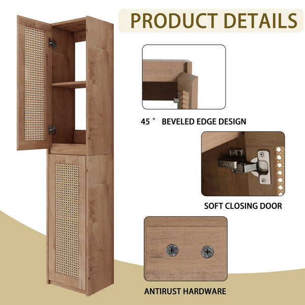 English Elm 24" Bathroom Side Cabinet - Wall-Mounted, Soft-Close Doors, Modern Design & Durable Storage Solution W999S00338