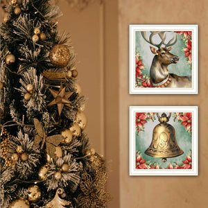 English Elm Trendy Decor 4u Old World Holiday Reindeer 2 Piece Framed Art Set for Home B067P252301