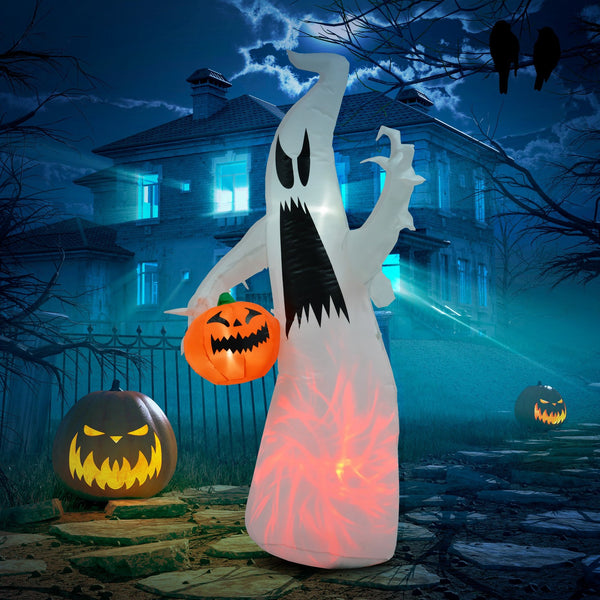 English Elm Homcom 5.9' Inflatable Ghost With Pumpkin - Led Halloween Yard Decor For Fun & Spooky Celebrations! W2225P229470