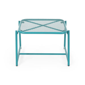 English Elm Christopher Knight Home® - 3 Piece Seating Group Durable Iron Outdoor Bistro Set with Breathable Mesh Chairs & Glass Table Teal 65200.00T_65201.00T