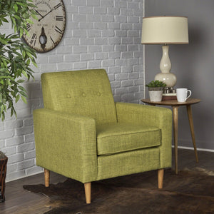 English Elm Christopher Knight Home® - CLUB Modern Fabric Club Chair with Plush Polyester Upholstery and Rubber Wood Legs for Living Room Comfort Green 31.5 L x 28.5 W x 18.75 H 61237.00MGRN