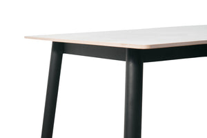 English Elm Modern Sintered Stone Rectangular Dining Table with Tapered Black Legs Seats Four W1911S00018