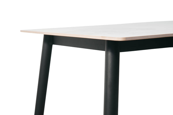 English Elm Modern Sintered Stone Rectangular Dining Table with Tapered Black Legs Seats Four W1911S00018