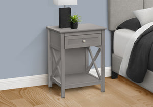 English Elm Accent Table - Transitional 2-Tier Side Table With Storage Drawer In Antique Grey For Bedroom & Living Room B2710P219488