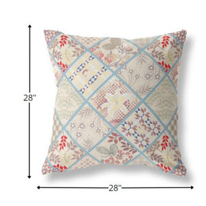 Homeroots 28” Cream Red Patch Indoor Outdoor Throw Pillow   414026