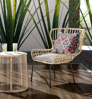 Homeroots 28” Black Red Patch Indoor Outdoor Throw Pillow   414043