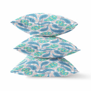 Homeroots 26” Green Indigo Boho Paisley Indoor Outdoor Throw Pillow   414061