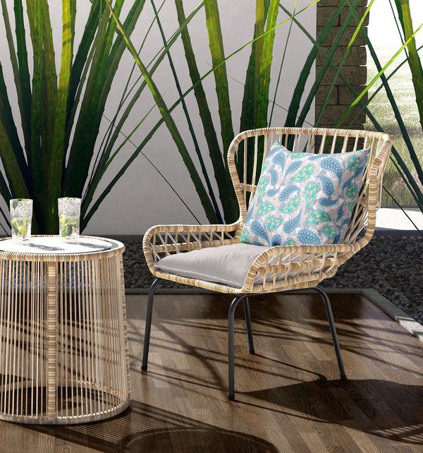 Homeroots 26” Green Indigo Boho Paisley Indoor Outdoor Throw Pillow   414061