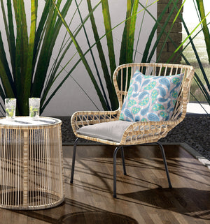 Homeroots 28” Green Indigo Boho Paisley Indoor Outdoor Throw Pillow   414064