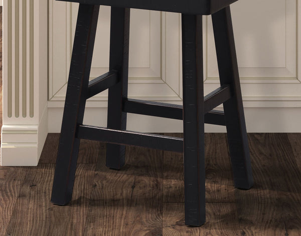English Elm Traditional 24-inch Solid Wood Stool Set of 2 with Contour Seat, Transitional Dining Accent Seating Pair Black 40 L x 20 W x 10 H B2741P338655