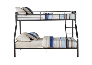 English Elm Caius Gunmetal Twin XL/Queen Bunk Bed Metal Frame with Built-In Ladder, Guardrail & 330lb Capacity B2726S00343
