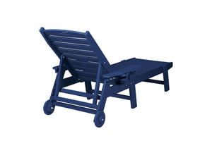 English Elm Lounge Chair Set: Oversized Navy Blue Chaise With Side Table, 5 Adjustable Positions & Wheels W2103P254653