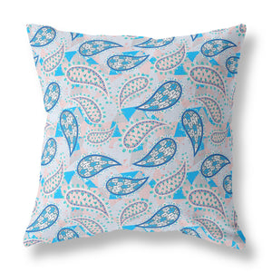 Homeroots 26” Blue Peach Boho Paisley Indoor Outdoor Throw Pillow   414101
