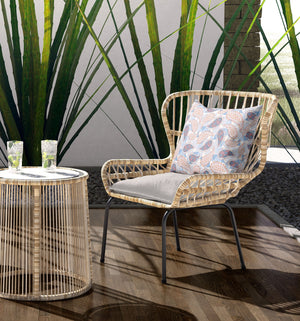 Homeroots 26” Blue Pink Boho Paisley Indoor Outdoor Throw Pillow   414110