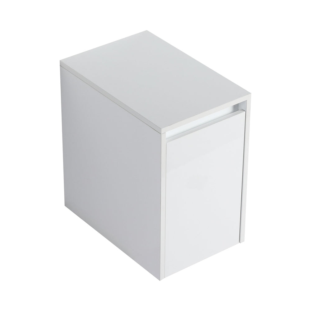 English Elm 12" Bathroom Side Cabinet - Wall-Mounted, Glossy White Finish, Soft-Close Doors, Space Saver Design W999P312082