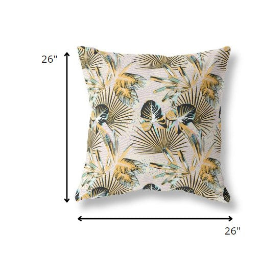 Homeroots 26” Yellow Black Tropical Indoor Outdoor Throw Pillow   414138