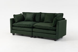 English Elm Modern Chenille Sectional Sofa with Chaise Lounge Solid Wood Frame Living Room Seating Antique Green W2530P463111