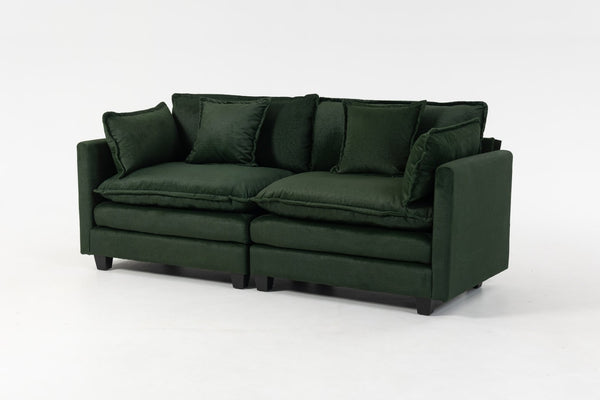 English Elm Modern Chenille Sectional Sofa with Chaise Lounge Solid Wood Frame Living Room Seating Antique Green W2530P463111