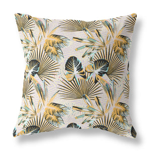 Homeroots 28” Yellow Black Tropical Indoor Outdoor Throw Pillow   414140