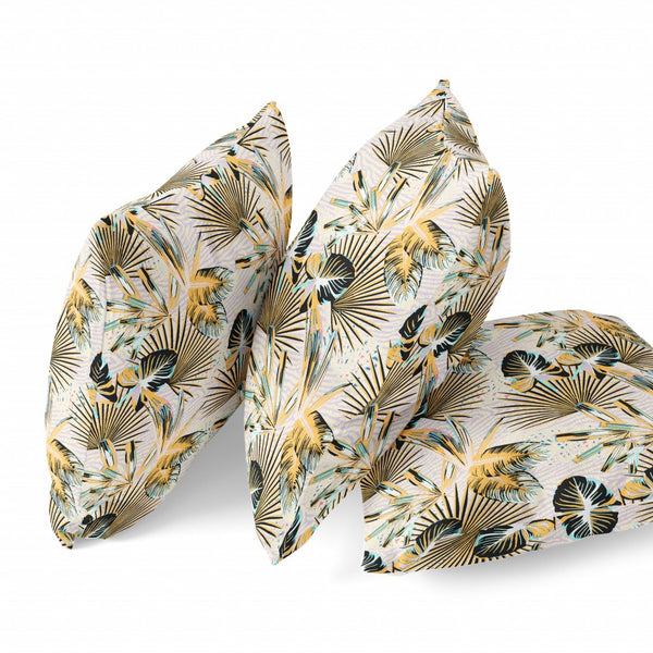 Homeroots 28” Yellow Black Tropical Indoor Outdoor Throw Pillow   414140