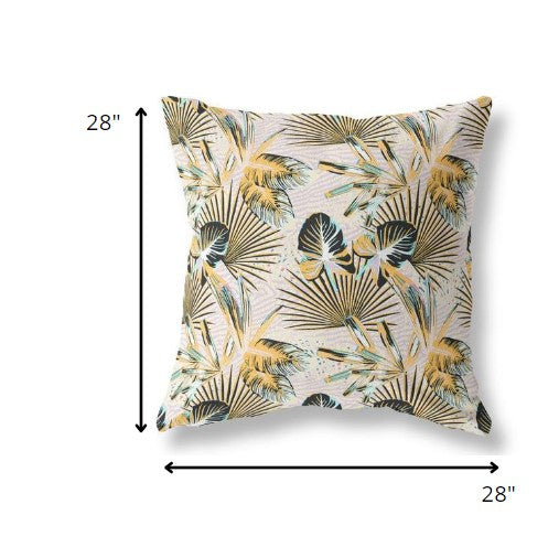 Homeroots 28” Yellow Black Tropical Indoor Outdoor Throw Pillow   414140