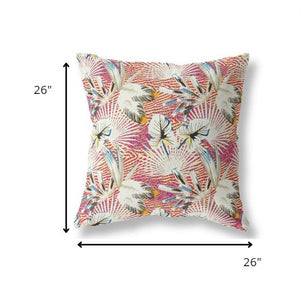 Homeroots 26” White Red Tropical Indoor Outdoor Throw Pillow   414148