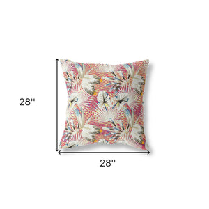 Homeroots 28” White Red Tropical Indoor Outdoor Throw Pillow   414150