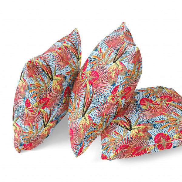 Homeroots 26” Crimson Yellow Tropical Indoor Outdoor Throw Pillow   414158