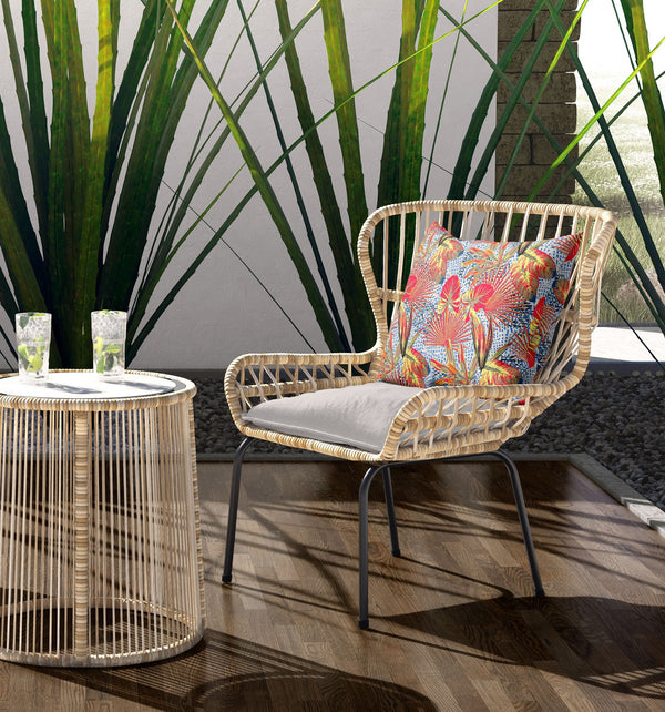 Homeroots 26” Crimson Yellow Tropical Indoor Outdoor Throw Pillow   414158