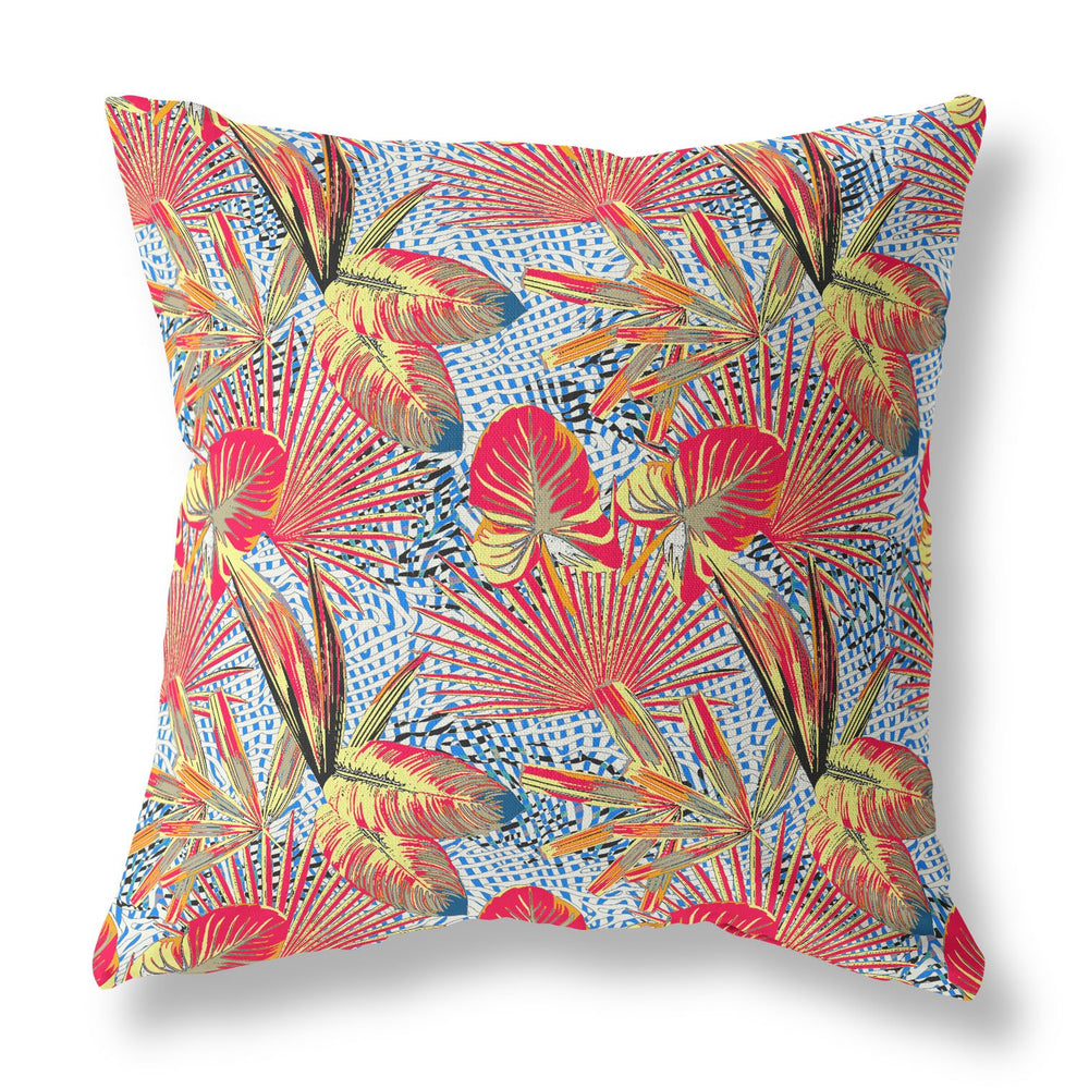 Homeroots 28” Crimson Yellow Tropical Indoor Outdoor Throw Pillow   414160