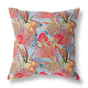 Homeroots 28” Crimson Yellow Tropical Indoor Outdoor Throw Pillow   414160