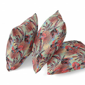 Homeroots 28” Red Yellow Tropical Indoor Outdoor Throw Pillow   414170