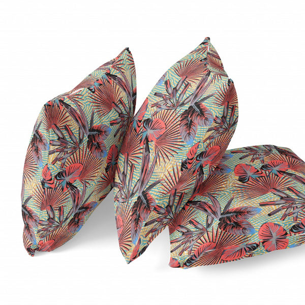 Homeroots 28” Red Yellow Tropical Indoor Outdoor Throw Pillow   414170